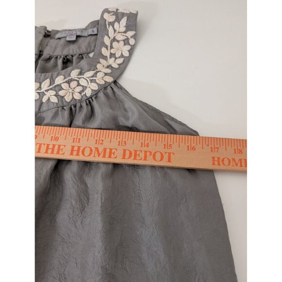 Calypso St Barth Silk Embroidered Floral Dress Womens Size Small Gray Sleeveless - Picture 12 of 13